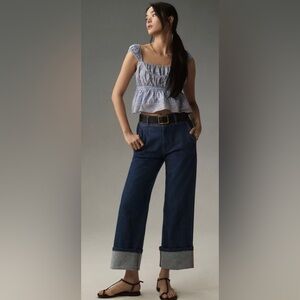 Pilcro Relaxed Cuff Mid-Rise Straight-Leg Jeans